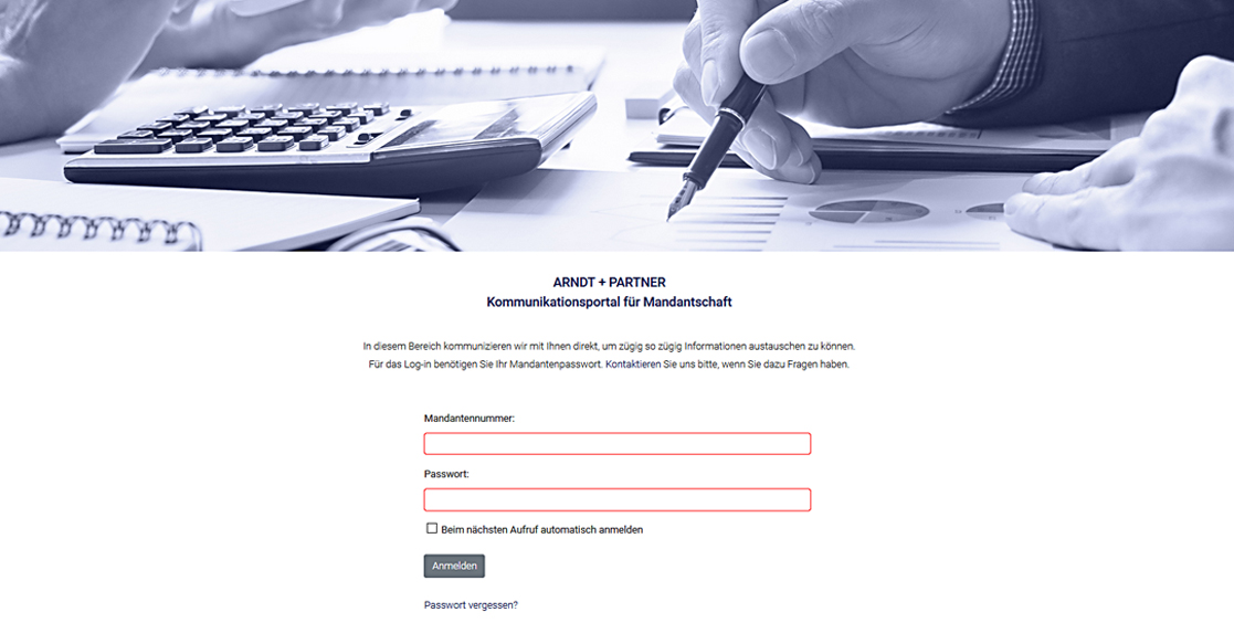 Programmierung Mandantenbereich Arndt + Partner | MUBVideoDesign