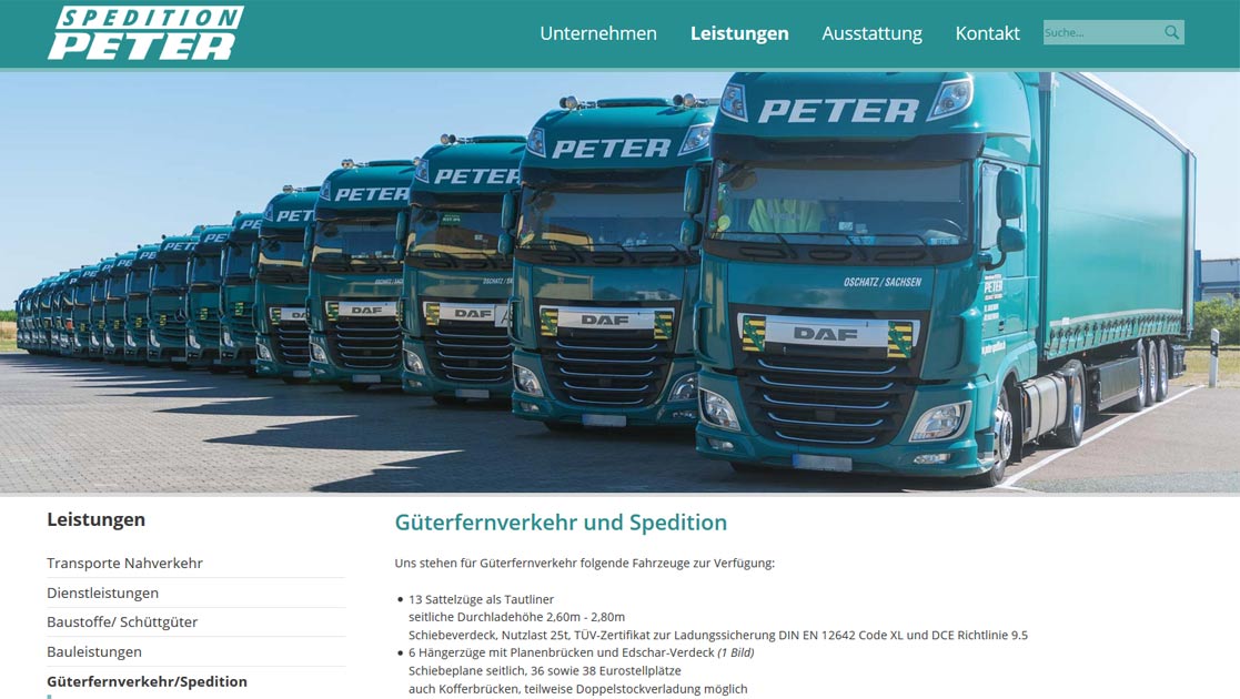 Projekt Website Relaunch Spedition Peter | MUBVideoDesign