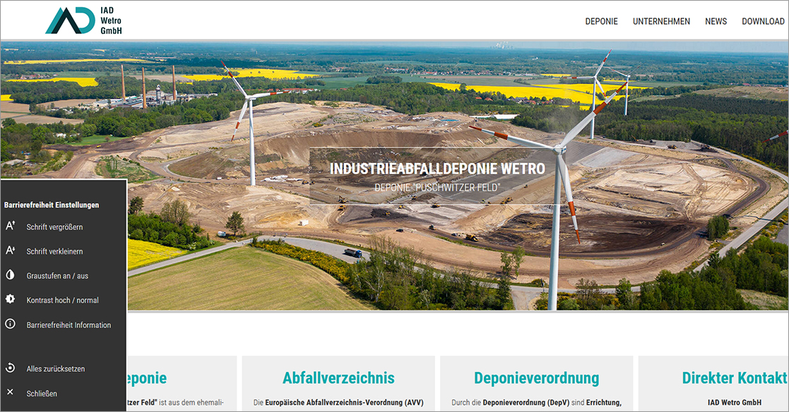 Barrierefreie Website IAD Wetro GmbH | MUBVideoDesign