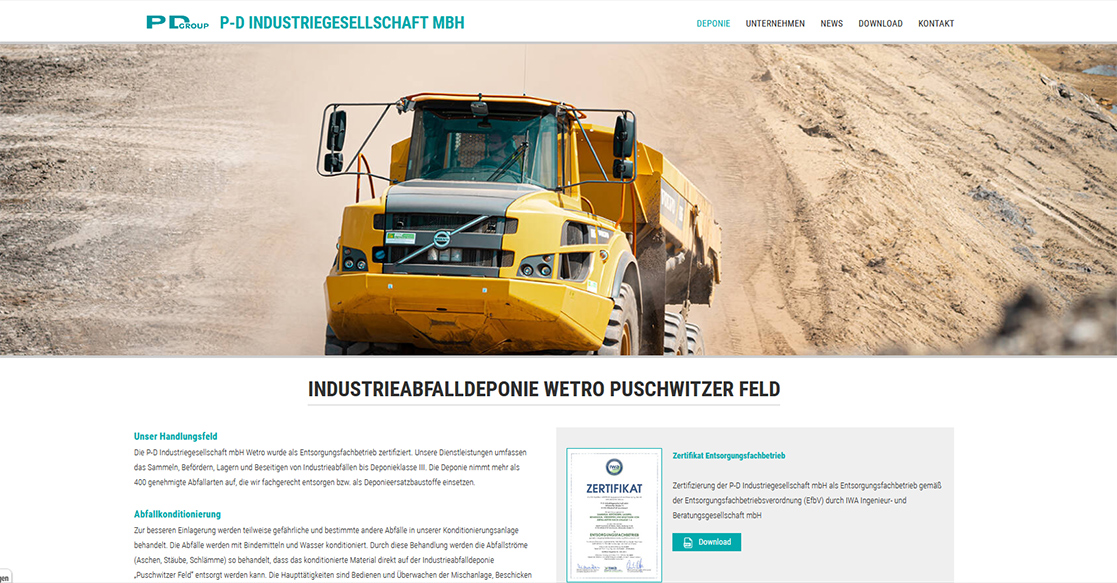 Neue Website für P-D Industriegesellschaft mbH | MUBVideoDesign