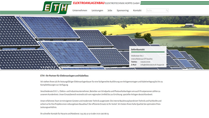 Mediendesign und Webdesign - Website ETH Hoppe